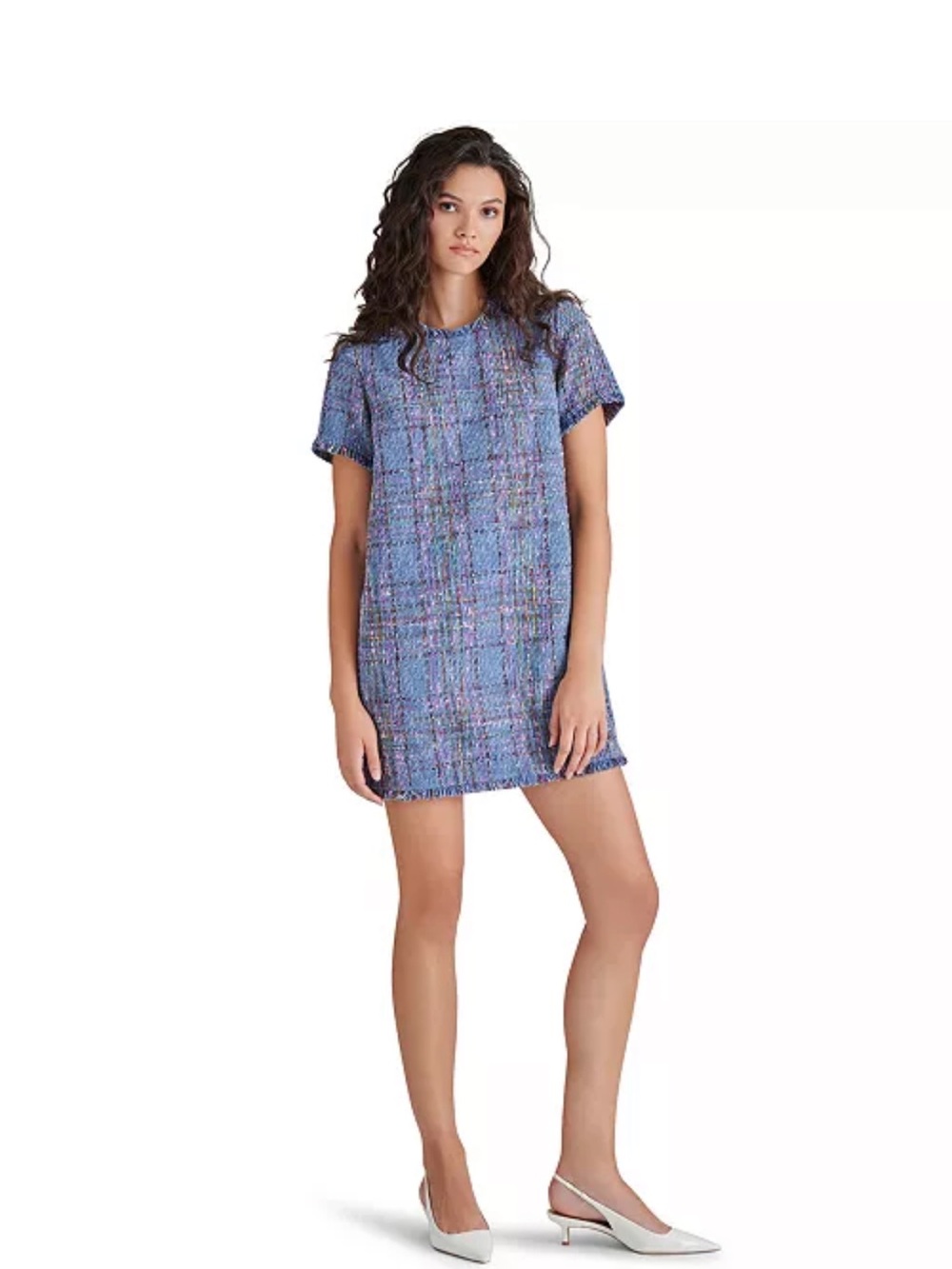 Steve Madden Blue Tweed Shift Dress